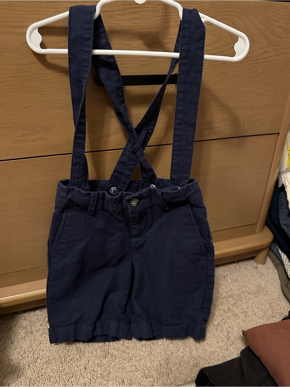 Janie and Jack Navy Crossback Suspender Shorts